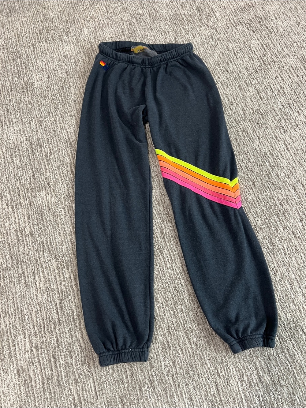 Women’s Aviator Nation Sweatpants with Neon Rainbow Stripe